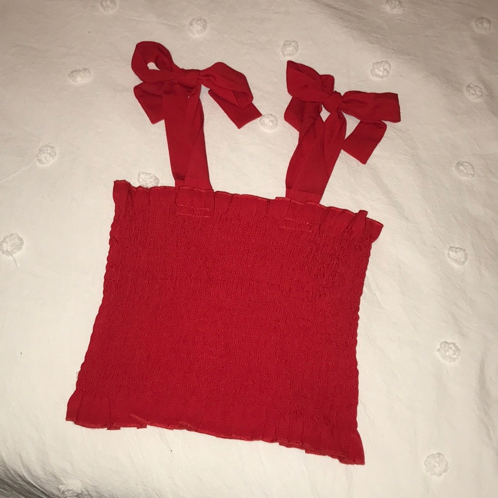 red tube top with straps!
